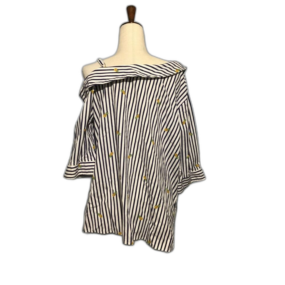 Skies Are Blue One Shoulder Pineapple Tunic 1X
